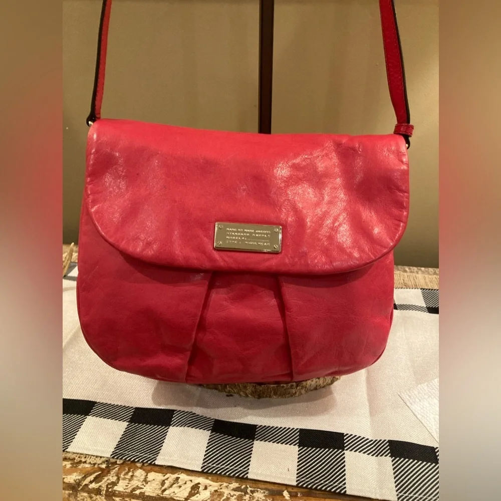 Marc Jacobs Leather MARChive‎ Crossbody Front Flap Bag $398 Shoulder Purse Pink
